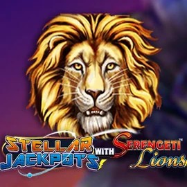 Stellar Jackpots with Serengeti Lions online game logo by Lightning Box Game on gransinocasino.eu.com