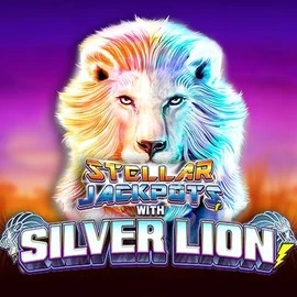 Jackpots logo of Stellar Jackpots with Silver Lion from Lightning Box Game at Gransino Casino